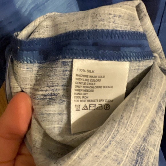 Tommy Bahama Men's Silk Button-Down Shirt XXL Blue Plaid Short Sleeve - Picture 6 of 9